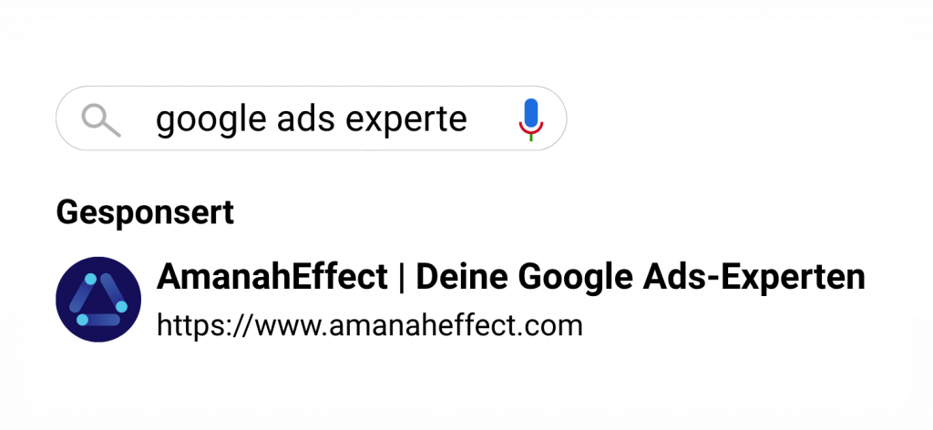 Beispielhafte Darstellung einer Werbeanzeige auf Google.