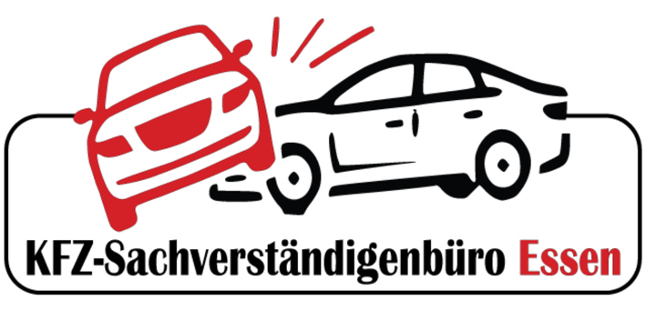 KFZ Sachverständigenservice Essen Logo mit Auto-Illustration.